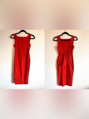 ASOS Red Midi Dress Bodycon Sleeveless Tie Back Women’s Size 6